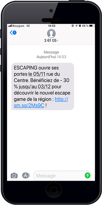 Découvrez notre exemple de prospection par sms pour escape game