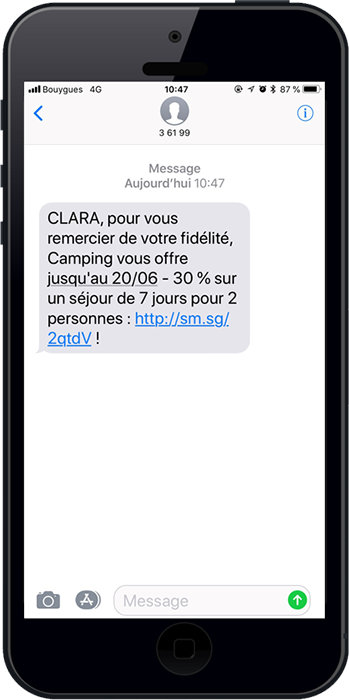 Découvrez un exemple de SMS à envoyer pour promouvoir votre camping