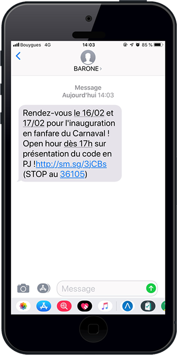 Envoyez une promotion par SMS pendant un carnaval à tous vos clients