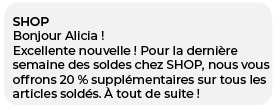 Exemple de SMS pour les soldes SMSFactor