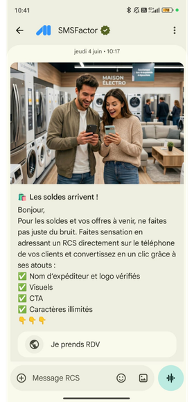 Exemple de RCS envoyé lors des soldes
